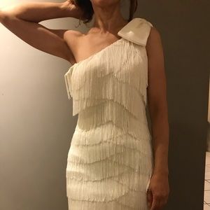 Fringe scalloped Cocktail dress with built in bra